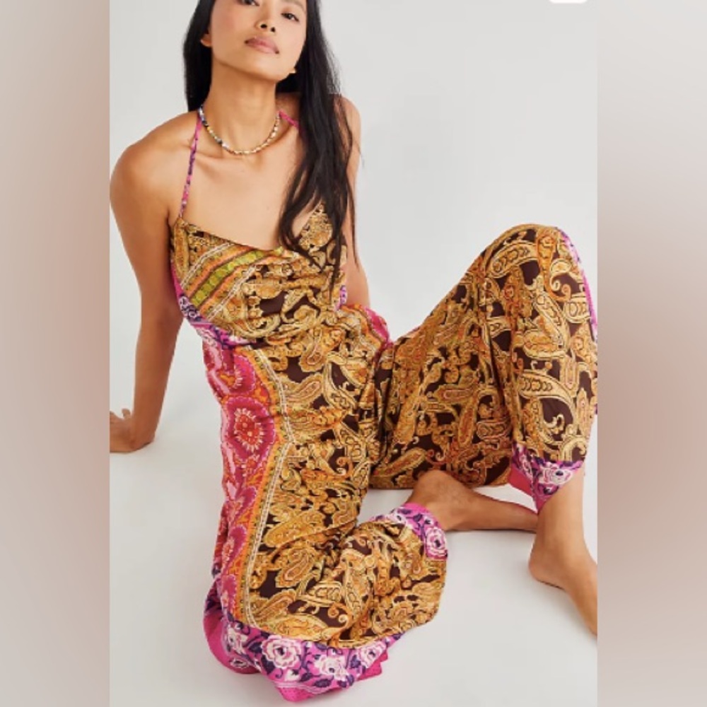 REDUCED FOR QUICK SALE New! Free People Miranda Jumpsuit Paisley Wide Leg  sz M